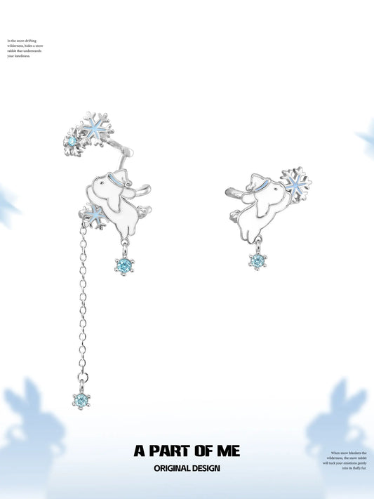 Hello Winter Platinum Plating Snowflake Rabbit No Piercing Ear Cuff Ear Clip™