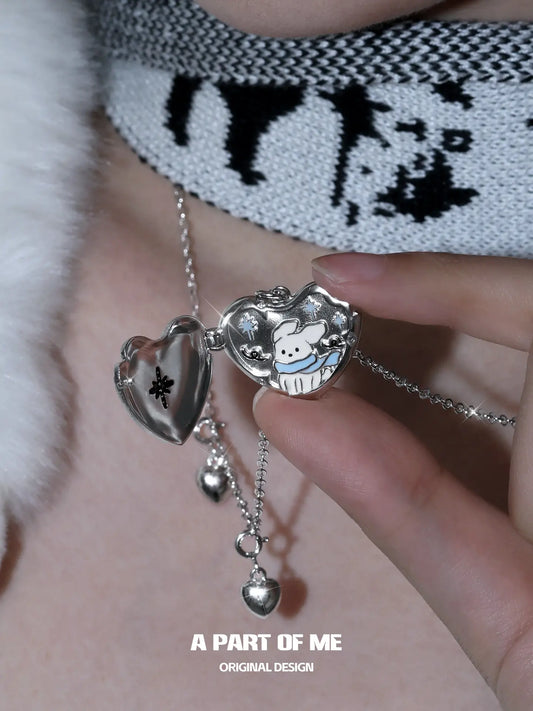 Hello Winter Platinum Plating Snowy Puppy Pendant Necklace™