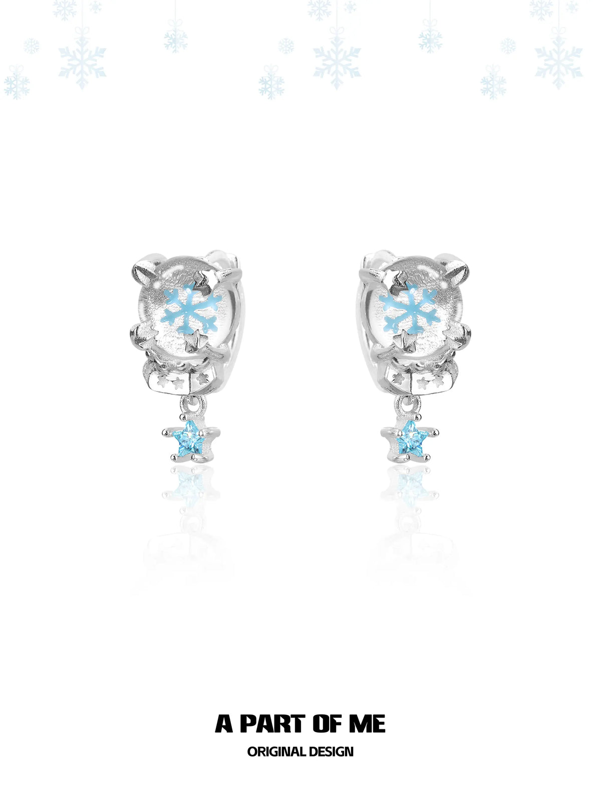Hello Winter S925 Platinum-Plated Snowflake Crystal Ball Stud Earrings™