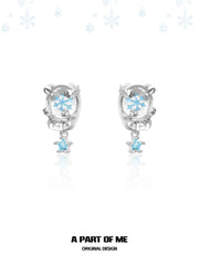 Hello Winter S925 Platinum-Plated Snowflake Crystal Ball Stud Earrings™