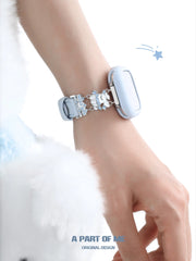 Hello Winter Smog Blue Leather Puppy Apple Watch Band™