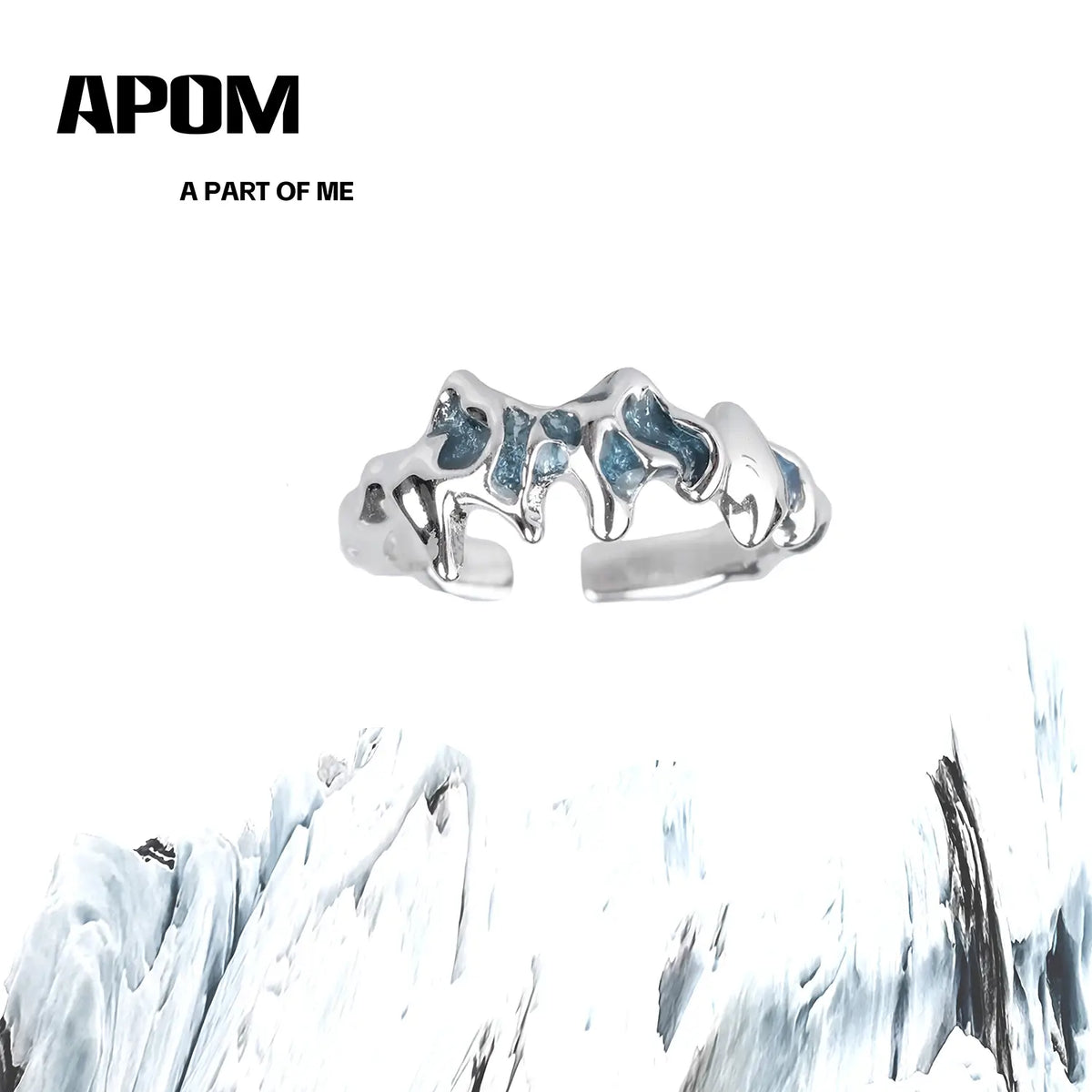 Ice Field S925 Sterling Silver Resizeable Melting Ice Stud Rings™
