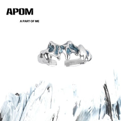 Ice Field S925 Sterling Silver Resizeable Melting Ice Stud Rings™