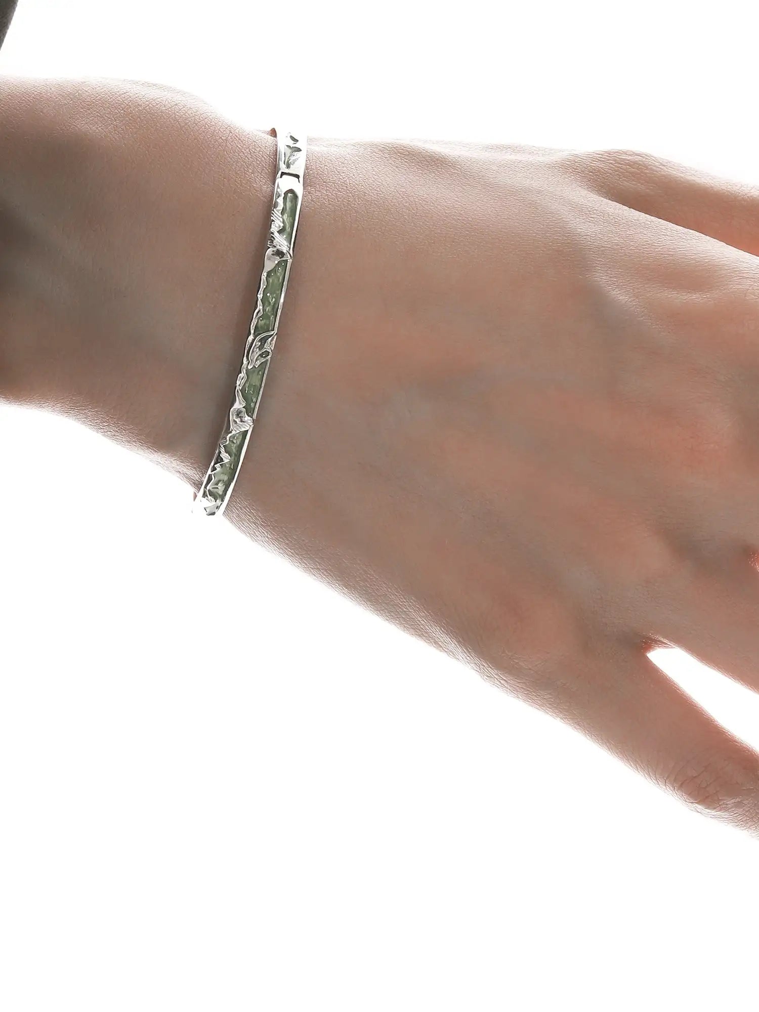 Ice Field Wave Resin 18K Platinum Plated Adjustable Open Bangle Bracelet™