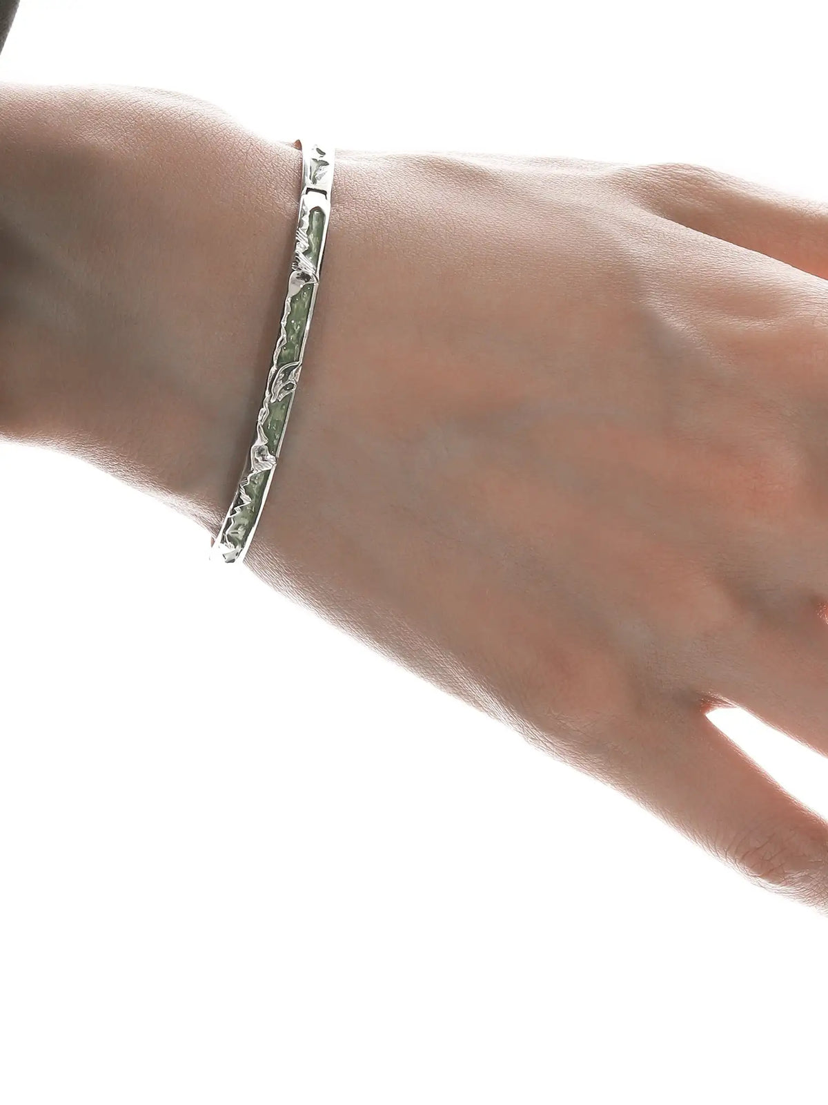 Ice Field Wave Resin 18K Platinum Plated Adjustable Open Bangle Bracelet™