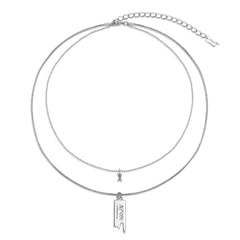 LIMERENCE 18K Platinum Plating Violet Gemstone Pendant Double Layers Necklaces™