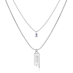 LIMERENCE 18K Platinum Plating Violet Gemstone Pendant Double Layers Necklaces™