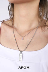 LIMERENCE 18K Platinum Plating Violet Gemstone Pendant Double Layers Necklaces™