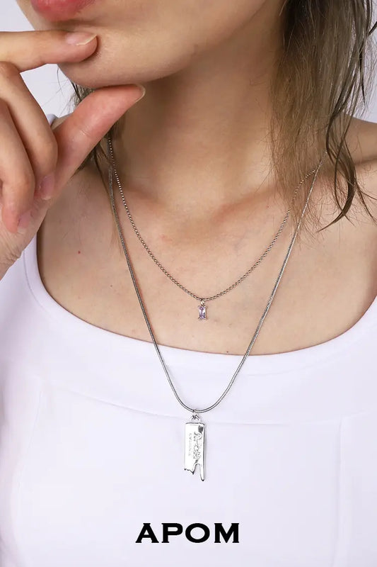 LIMERENCE 18K Platinum Plating Violet Gemstone Pendant Double Layers Necklaces™