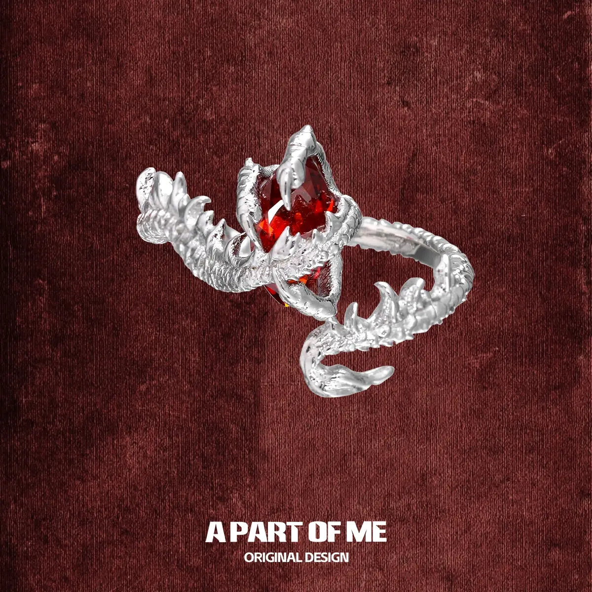 Loong S925 Sterling Silver Ruby Claw Resizeable Rings™