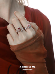 Loong S925 Sterling Silver Ruby Claw Resizeable Rings™