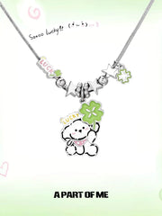 Lucky Clover 18K Platinum Plated Kitten ＆ Puppy Choker Necklace™