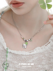 Lucky Clover 18K Platinum Plated Kitten ＆ Puppy Choker Necklace™