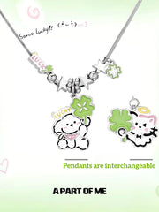 Lucky Clover 18K Platinum Plated Kitten ＆ Puppy Choker Necklace™