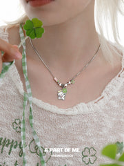 Lucky Clover 18K Platinum Plated Kitten ＆ Puppy Choker Necklace™