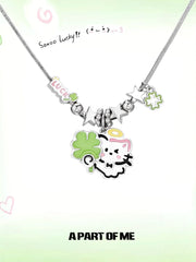 Lucky Clover 18K Platinum Plated Kitten ＆ Puppy Choker Necklace™