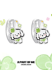 Lucky Clover 18K Platinum Plated Kitten ＆ Puppy Earrings™