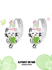Lucky Clover 18K Platinum Plated Kitten ＆ Puppy Earrings™