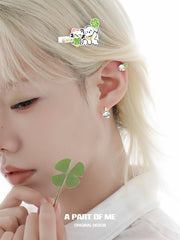 Lucky Clover 18K Platinum Plated Kitten ＆ Puppy Earrings™