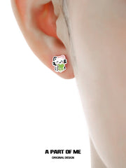 Lucky Clover 18K Platinum Plated Kitten ＆ Puppy Stud Earrings™