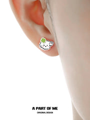 Lucky Clover 18K Platinum Plated Kitten ＆ Puppy Stud Earrings™