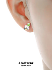 Lucky Clover 18K Platinum Plated Kitten ＆ Puppy Stud Earrings™