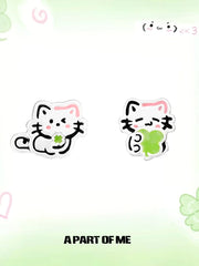 Lucky Clover 18K Platinum Plated Kitten ＆ Puppy Stud Earrings™