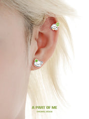 Lucky Clover 18K Platinum Plated Kitten ＆ Puppy Stud Earrings™