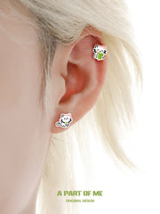 Lucky Clover 18K Platinum Plated Kitten ＆ Puppy Stud Earrings™