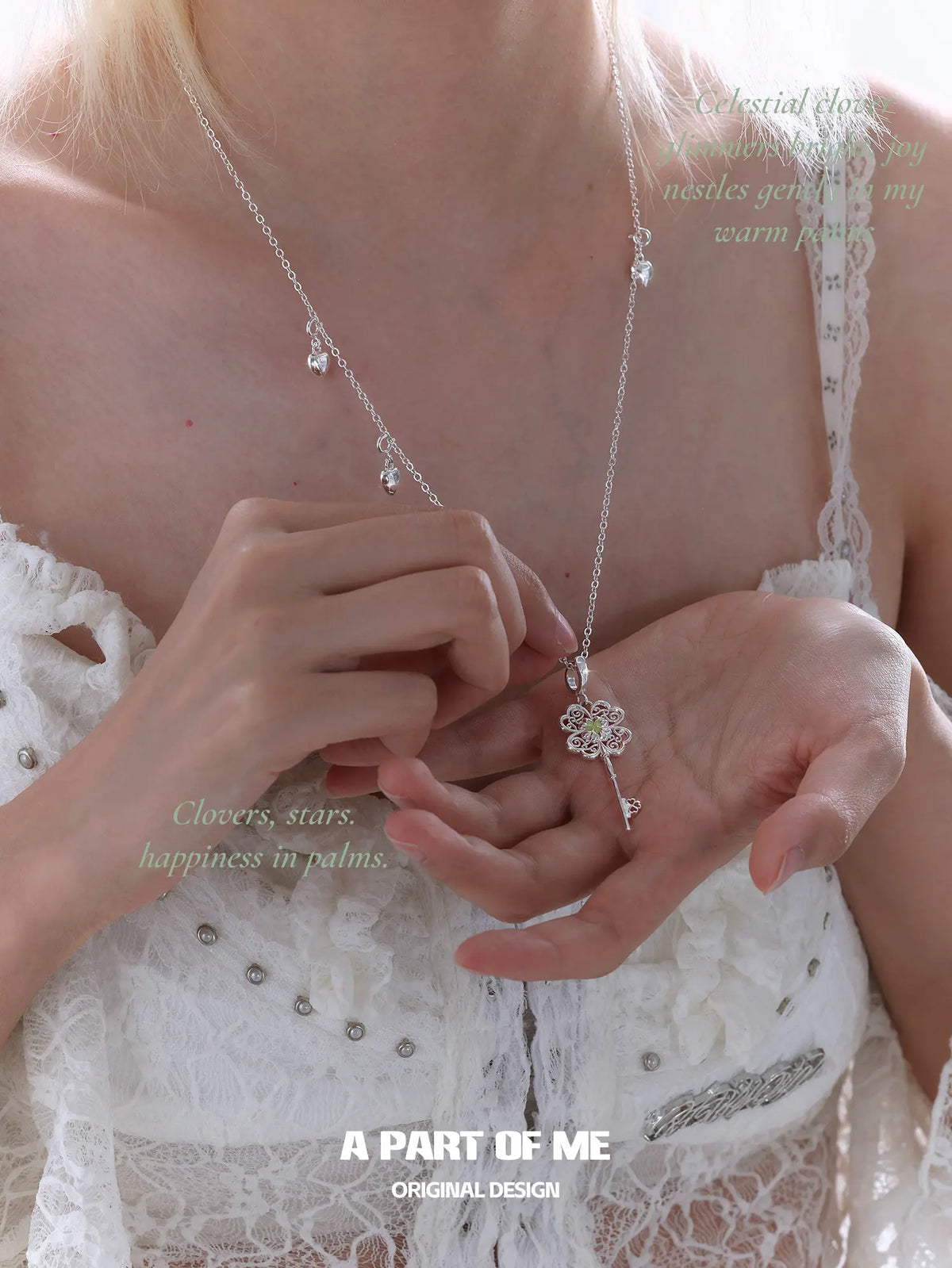 Lucky Clover Platinum Plating Key Charm Necklace™