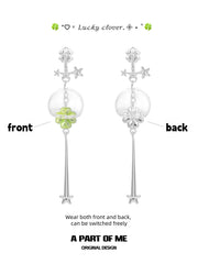 Lucky Clover Platinum Plating Wind Chime Tassel Dangle Earrings™