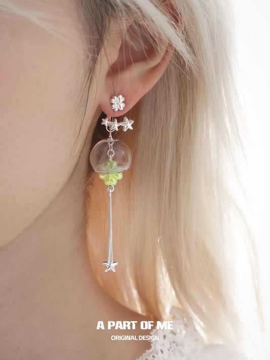 Lucky Clover Platinum Plating Wind Chime Tassel Dangle Earrings™