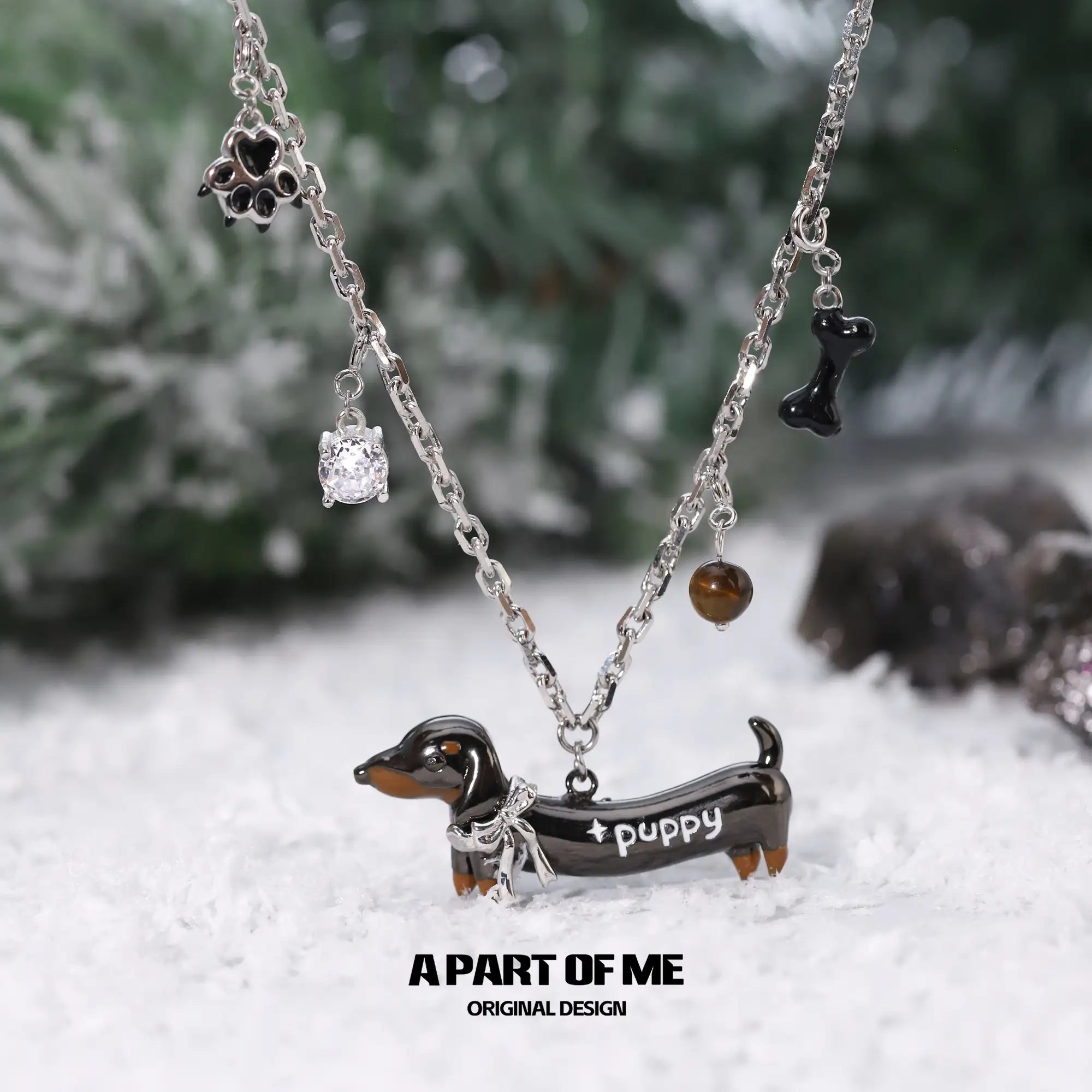 Lucky Puppy 18K Platinum Plated Sausage Dog Choker Necklace™