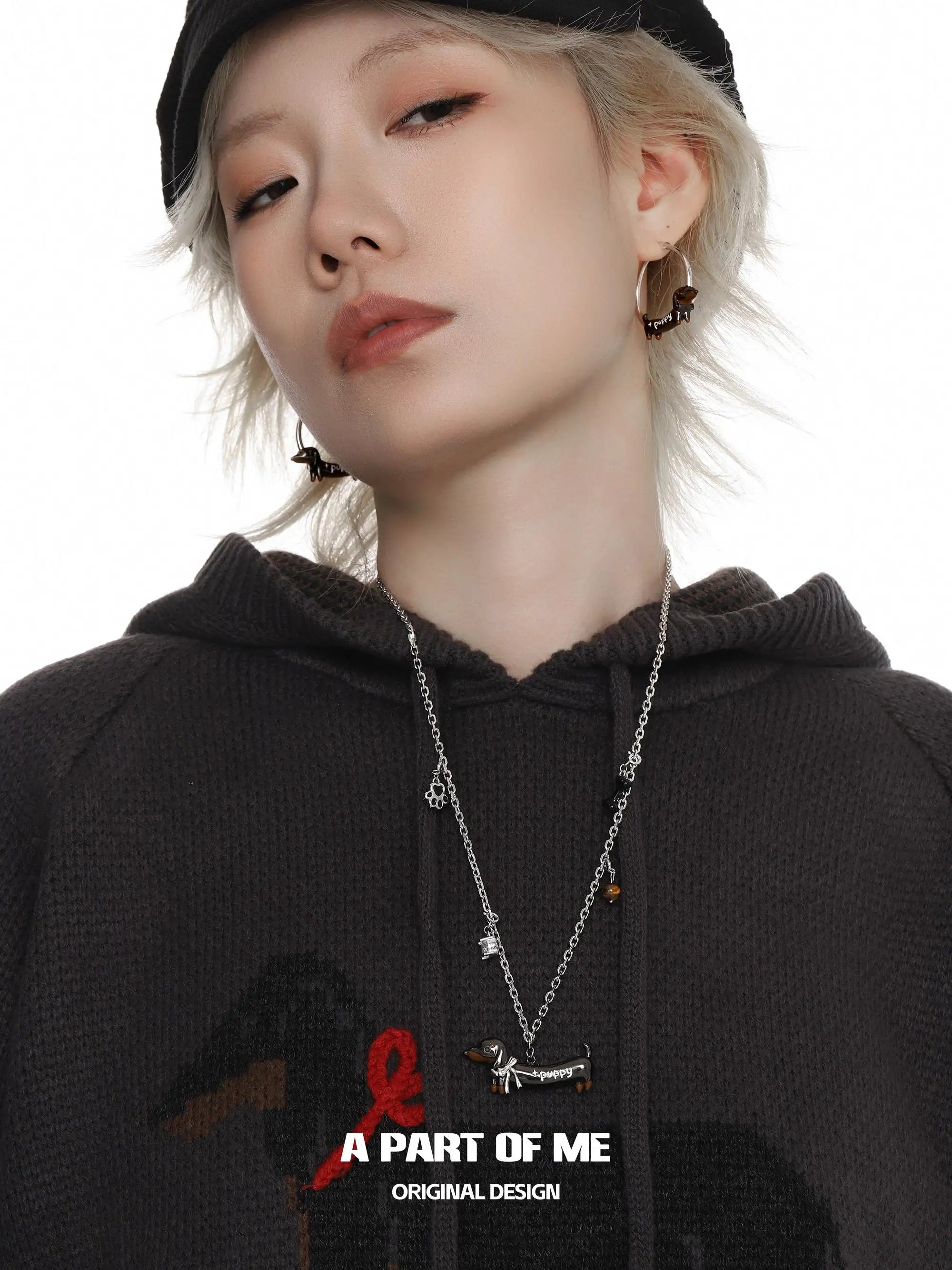 Lucky Puppy 18K Platinum Plated Sausage Dog Earrings™