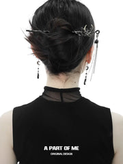 MYTH OF THE MOON 18K Platinum Plating Dark Moon Tassel Hairpins Hair Pins™