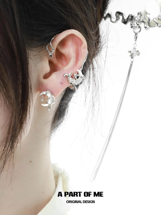MYTH OF THE MOON S925 18K Platinum Plating Asymmetrical Crescent Shells Stud Earrings™