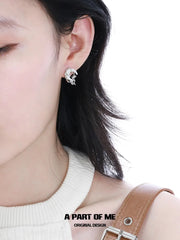 MYTH OF THE MOON S925 18K Platinum Plating Asymmetrical Crescent Shells Stud Earrings™