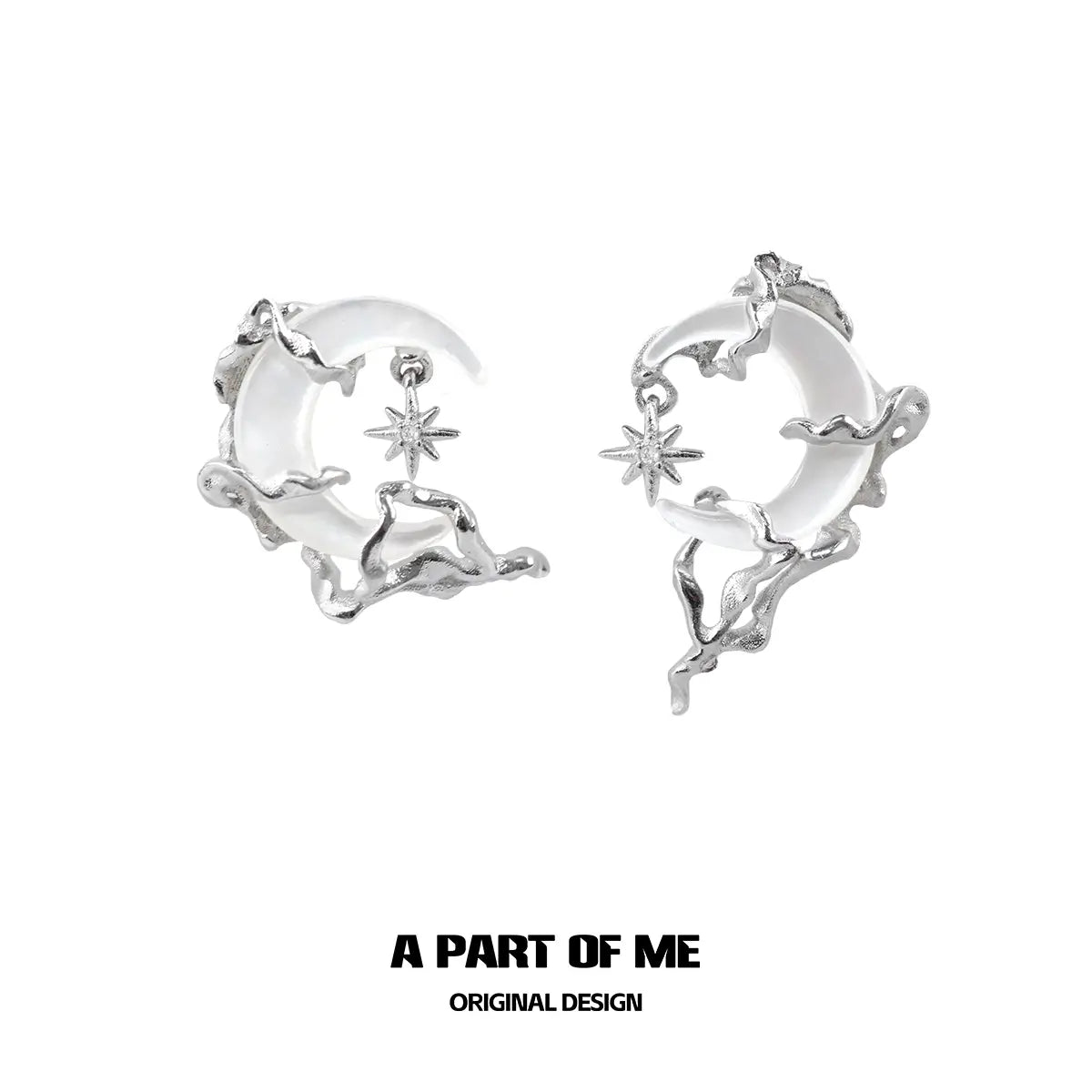 MYTH OF THE MOON S925 18K Platinum Plating Asymmetrical Crescent Shells Stud Earrings™