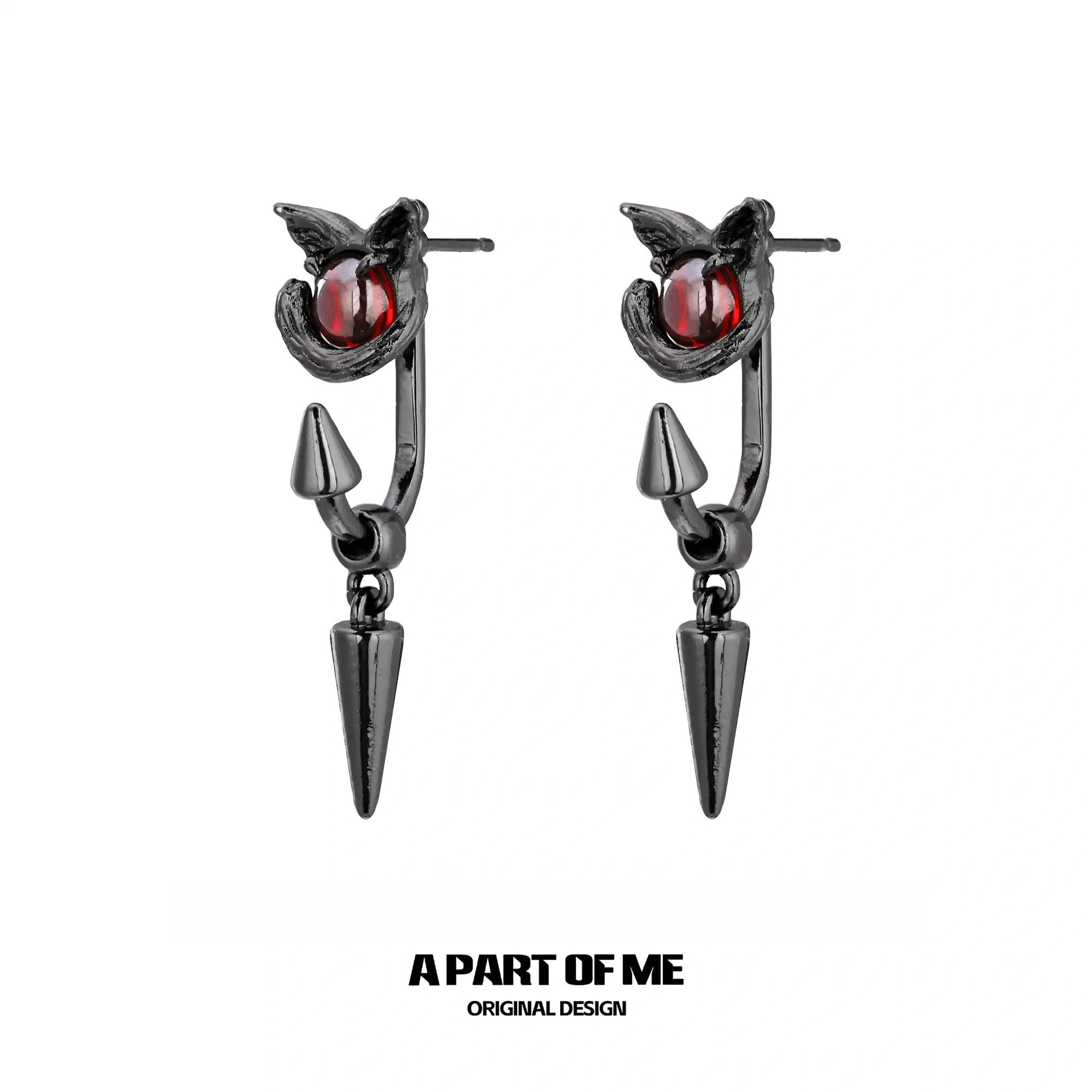 Meow 18K Platinum/Black Gold Plated Cat's Eyes Stud Earrings™