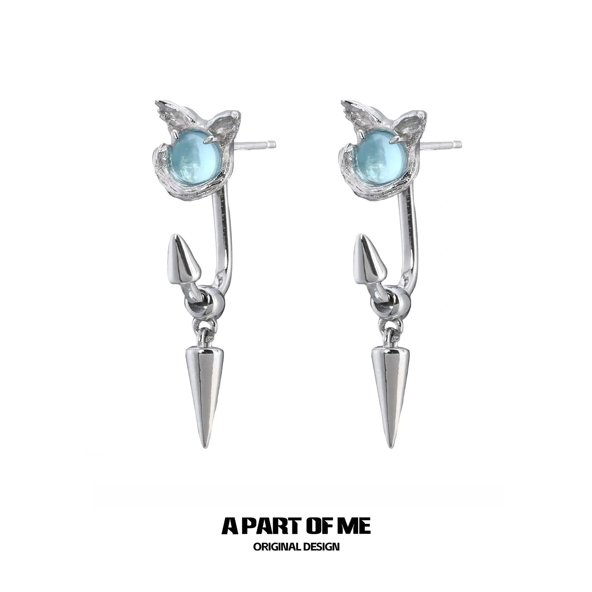 Meow 18K Platinum/Black Gold Plated Cat's Eyes Stud Earrings™
