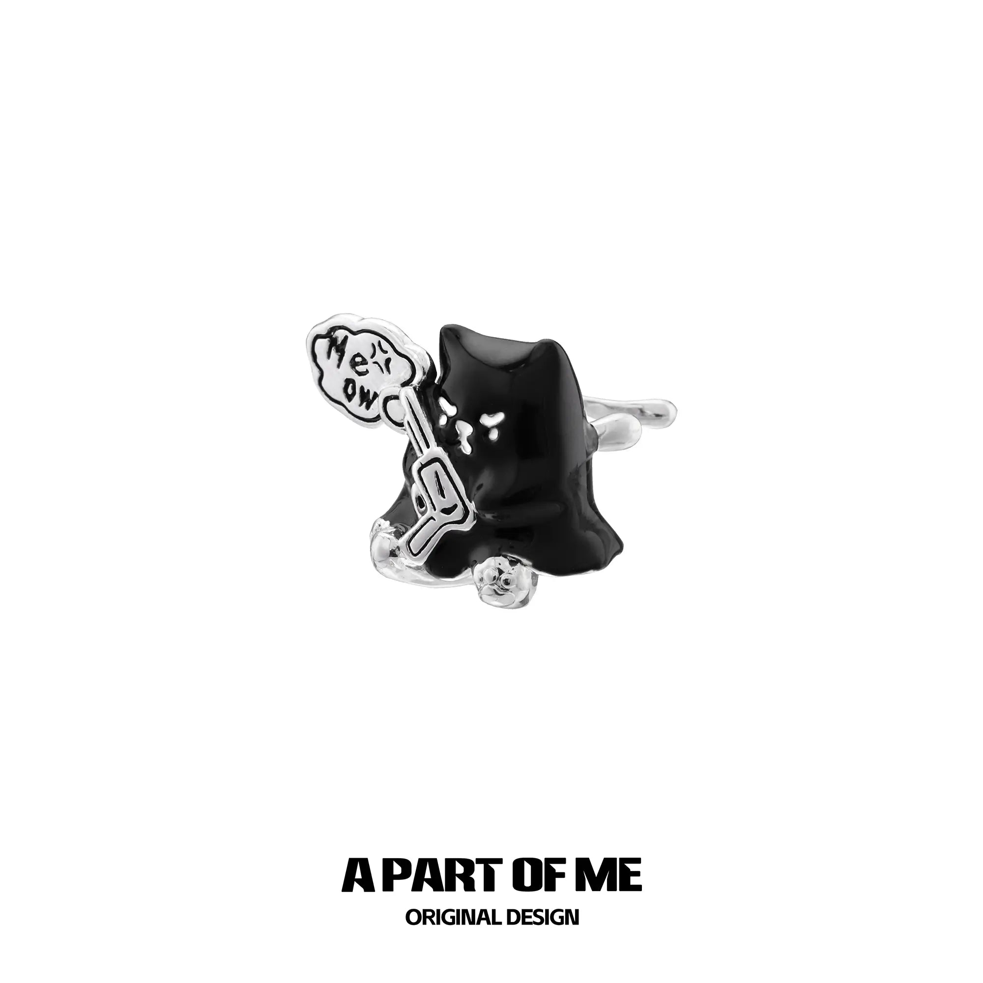 Meow Bandit Kitty Ghost Cat 18K Platinum Plated Earclips Ear Clips™