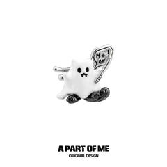 Meow Bandit Kitty Ghost Cat 18K Platinum Plated Earclips Ear Clips™