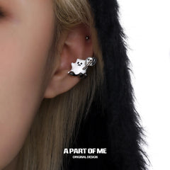 Meow Bandit Kitty Ghost Cat 18K Platinum Plated Earclips Ear Clips™