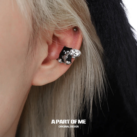 Meow Bandit Kitty Ghost Cat 18K Platinum Plated Earclips Ear Clips™