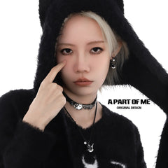 Meow Bandit Kitty Ghost Cat 18K Platinum Plated Leather Choker Necklace™