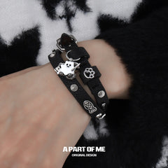 Meow Bandit Kitty Ghost Cat Multifunctional Leather Bracelet/Choker™