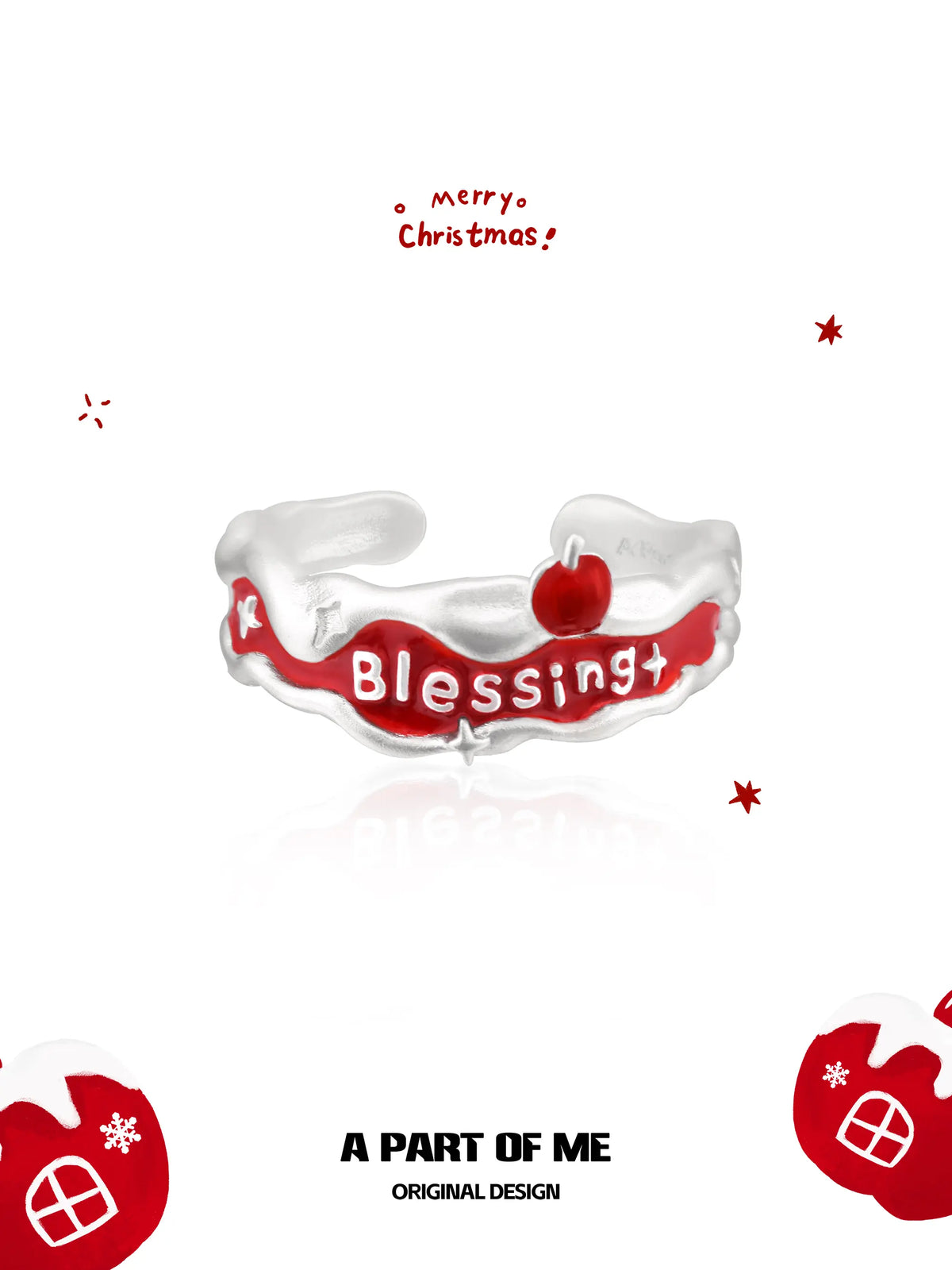 Merry Christmas 925 Sterling Silver "Blessing" Logo Adjustable Ring™