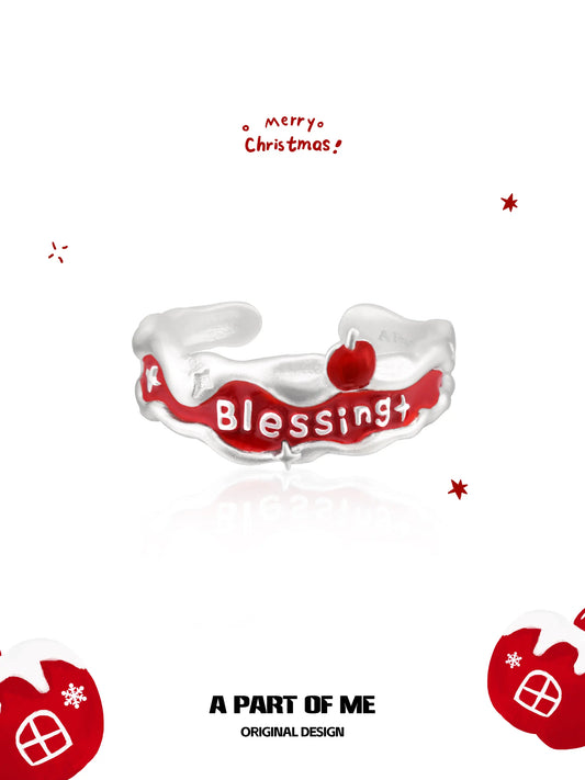 Merry Christmas 925 Sterling Silver "Blessing" Logo Adjustable Ring™