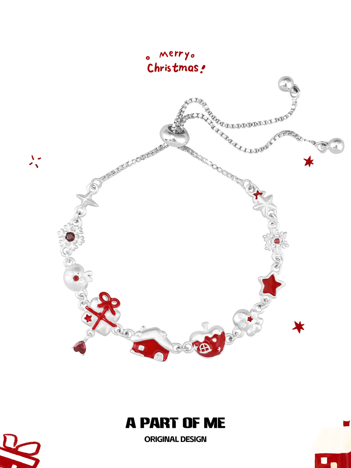 Merry Christmas Platinum-Plated Red Snow Apple Bracelet™