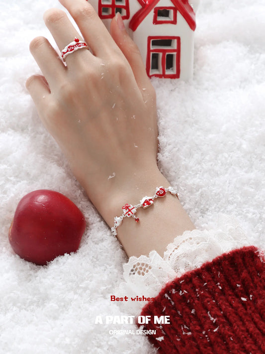 Merry Christmas Platinum-Plated Red Snow Apple Bracelet™